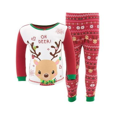 DELLOS Christmas Kids Pyjamas Set CottonSleepwear Unisex Long Sleeve 2 Piece Outfit 